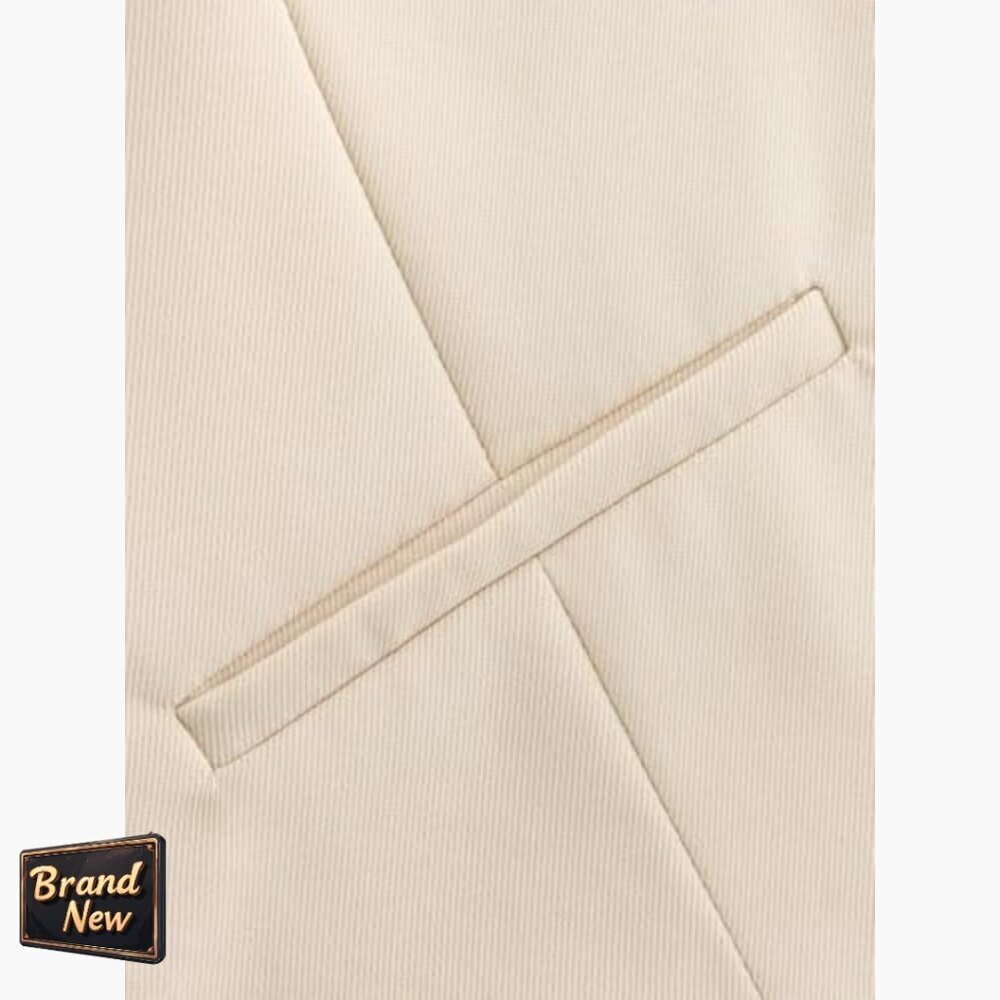 Cropped Suit Vest V-Neck Button Up Business Casual Waistcoat Blazer Top - Picture 5 of 7